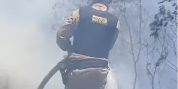 Incêndio em área de mata mobiliza PM, Defesa Civil e Bombeiros em São João do Paraíso