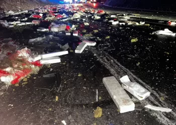 Colisão entre caminhões revela transporte de grande carga de maconha na BR-251, em Salinas